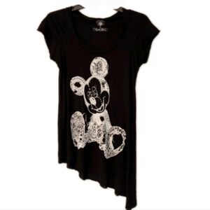Lauren Moshi Disney Couture Mickey Mouse Asymmetrical Tee In BLk Sz Small